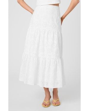 French Connection Floral Eyelet Cotton Maxi Skirt - White