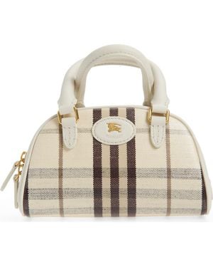 Burberry Highlands Check Coated Canvas Bowling Bag - Natural