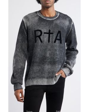 RTA Ethan Washed Relaxed Fit Sweater - Gray