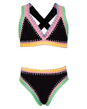 PQ Swim Kids' Embroidered Two-Piece Swimsuit - Black
