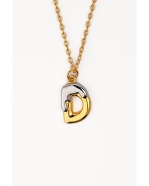 Zynnia Collective Two Tone Bubble Initial Necklace - White