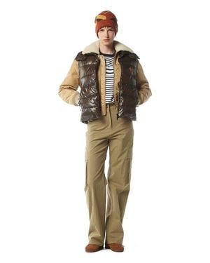 MCM Puffer Down Vest W/ Detachable Hood - Brown