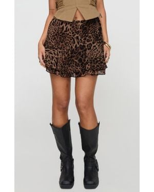 Princess Polly Leopard Miniskirt - Brown