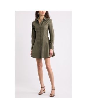 Nordstrom Seamed Mini Shirt Dress - Green