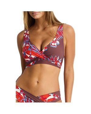 Sea Level Cross Front Multifit Bikini Top - Red