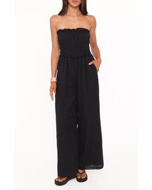Petal & Pup Yulissa Strapless Eyelet Jumpsuit - Black