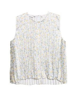 Vince Citrine Bloom Pleated Sleeveless Top - White
