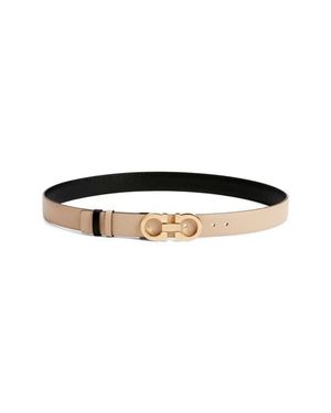 Ferragamo Reversible Gancini Calfskin Leather Belt - Black