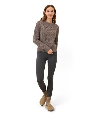Pact Organic Cotton Cable Knit Crew Sweater - Brown