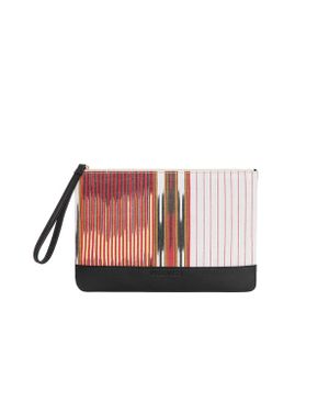 Kai & Vrosi Puli Calfskin & Handloomed Fabric Clutch - Red
