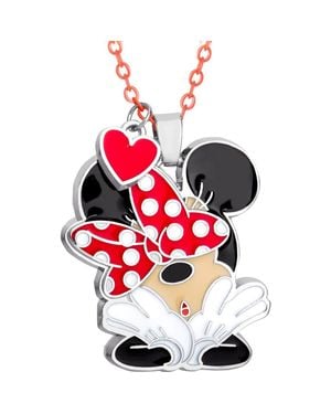 Disney Minnie Mouse And Mickey Heart Necklace - Red