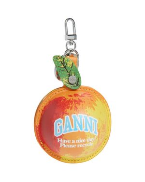 Ganni Apple Leather Keyring Coin Purse - Green