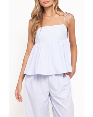 Petal & Pup Zephyra Check Seersucker Babydoll Top - White