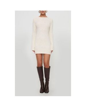 Princess Polly Cozy Up Bouclé Sheer Knit Minidress - White