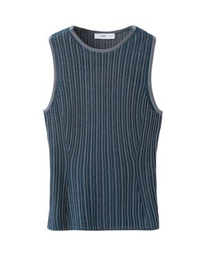 Mango Ribbed Open Back Top - Blue
