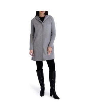 Kenneth Cole Double Face Wool Blend Hooded Coat - Gray