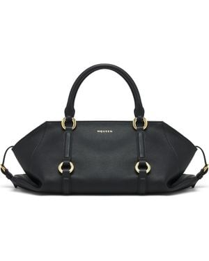 McQueen Medium Farringdon Leather Satchel - Black
