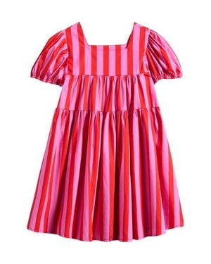 ALL SMALL.CO Kids' Circus Stripe Tiered Cotton Dress