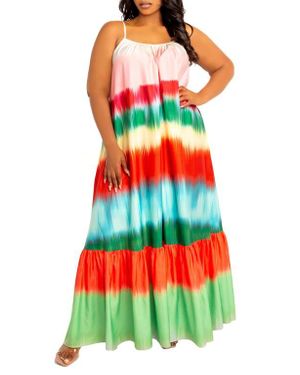 Buxom Couture Gradient Stripe Maxi Dress - Red
