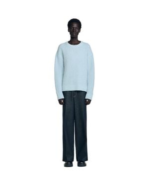 Sandro Honeycomb Stitch Wool Sweater - Blue