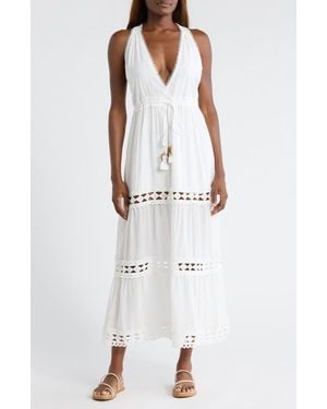 Elan Cutout Trim Sleeveless Cover-Up Maxi Dress - White