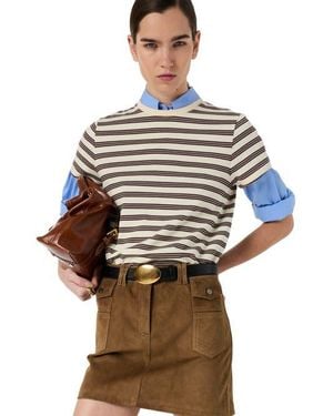Gerard Darel Maysane Crew Neck Striped T-Shirt - Gray