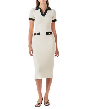 Endless Rose Contrast Trim Sweater Dress - Natural