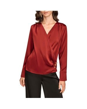 Donna Karan Hammered Satin Faux Wrap Top