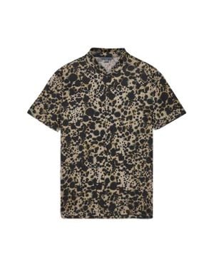 John Varvatos Marini Leopard Print Short Sleeve Button-Up Shirt - Multicolor