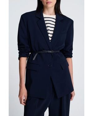 Kenneth Cole Luxe Twill Belted Blazer - Blue