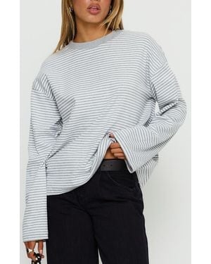 Princess Polly Settle Down Stripe Knit Top - Gray