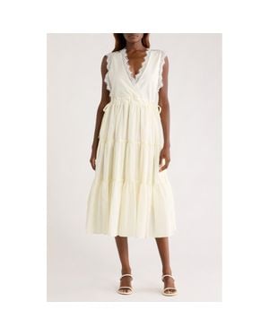 MELLODAY Lace Detail Tiered Dress - White