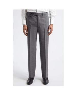 J. Mueser Waverly High Twist Virgin Wool Pants - Gray