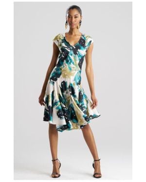 Natori Mira Silk Twill Asymmetric Swing Dress - White