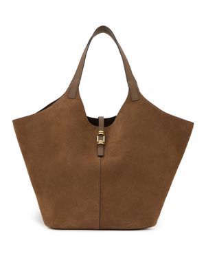 Reiss Lyra Leather & Suede Tote - Brown