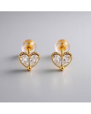 Ivy & Pearl Co. The Fairfax Heart Studs - Metallic