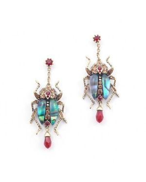 Bill Skinner Studio Bejewelled Beetle Statement Drop Earrings - Blue