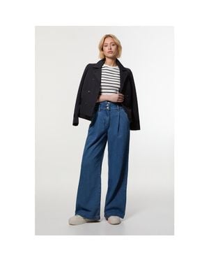 Karen Millen High Waisted Denim Wide Leg Jeans - Blue