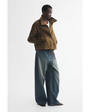 H&M Funnel-Collar Twill Jacket - Blue