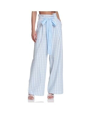 Avec Les Filles Tie Waist Wide Leg Pants - Blue