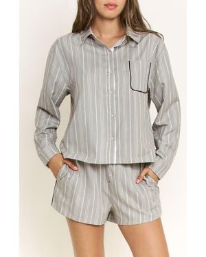 Honeydew Intimates Nap Era Striped Long Sleeve Pajama Top - Gray