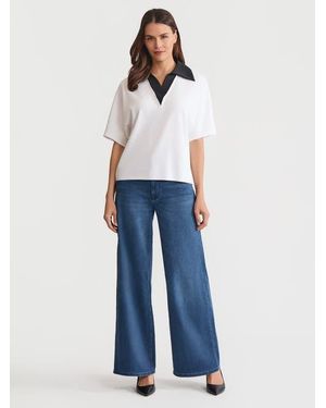 Misook Mixed Media Soft Knit Shirt - White