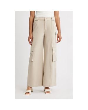 City Blues Wide Leg Cargo Pants - Natural