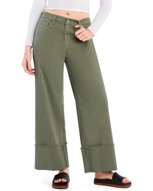 Wash Lab Denim Issy Cuffed Ankle Wide Leg Jeans - Green