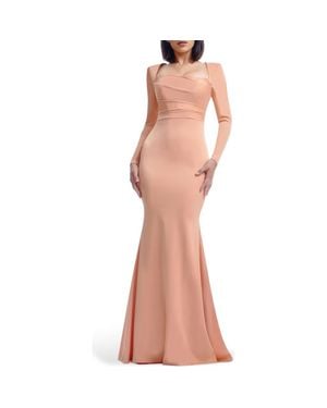 dress the population maxwell square neck long sleeve gown Dress the Population Women's Maxwell Square Neck Dress - Navy