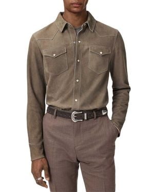 John Varvatos Sage Suede Shirt Jacket - Brown