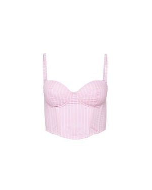 Fleur du Mal Hampton Poplin Cropped Bustier - Pink