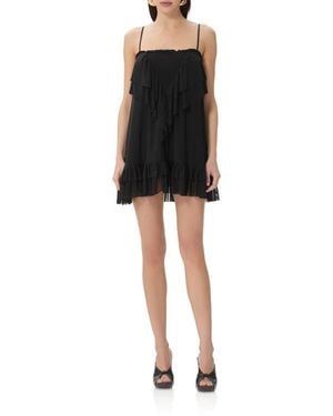 AFRM Glen Tiered Ruffle Shift Minidress - Black