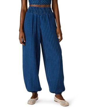 Steve Madden Tillie Stripe Cotton & Linen Balloon Pants - Blue
