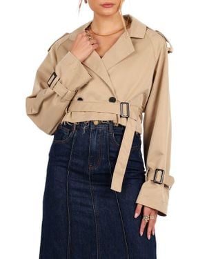 Petal & Pup Izzi Crop Trench Jacket - Blue